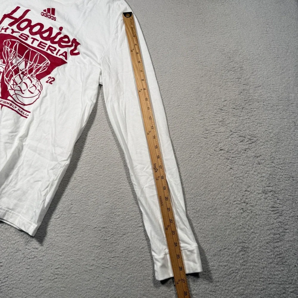 Adidas Hoosier Hysteria‎ Long Sleeve Shirt Mens Medium White Indiana Basketball